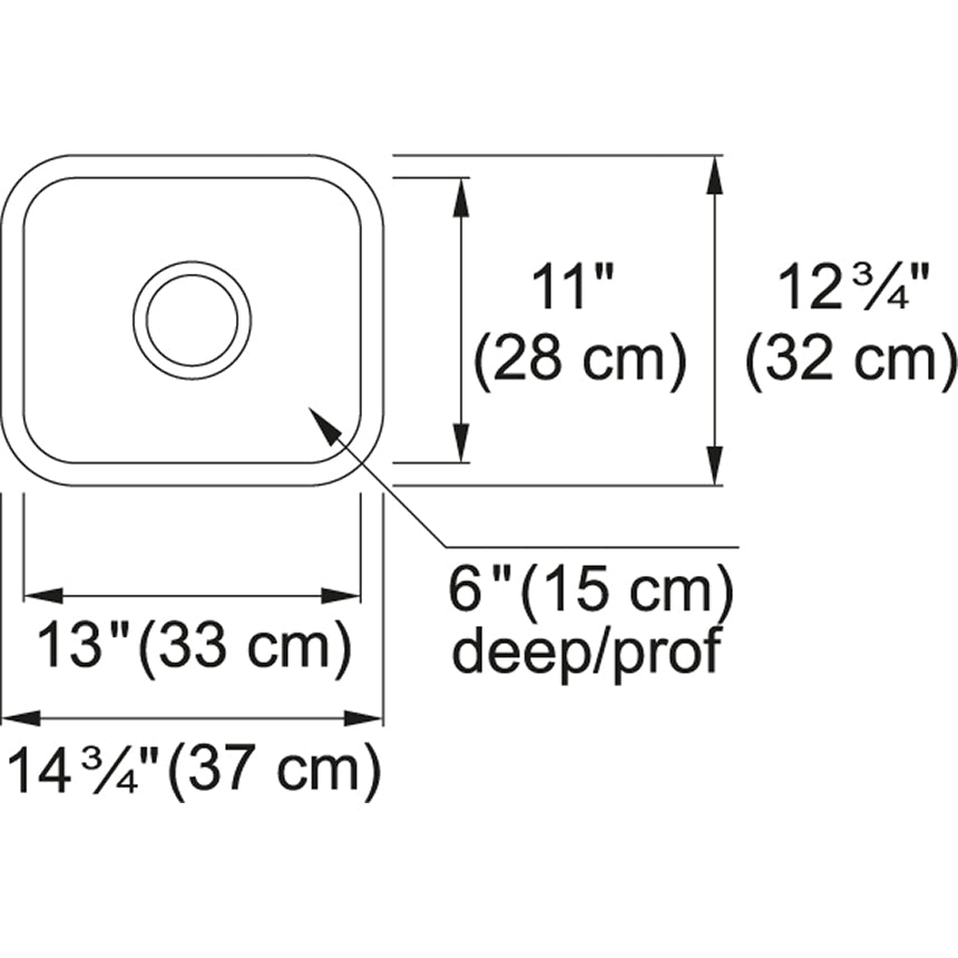 Kindred Reginox 14.75" x 12.75" Stainless Steel 18 Gauge Single Bowl Undermount Kitchen Sink - Renoz