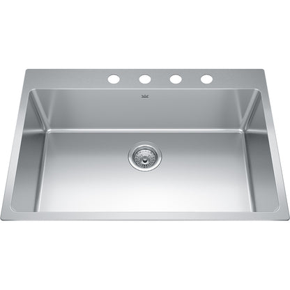 Kindred Brookmore 30.87" x 20.87" Drop in Single Bowl Stainless Steel Kitchen Sink (4 Hole Cut) - Renoz