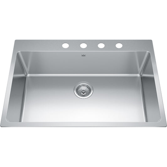 Kindred Brookmore 30.87" x 20.87" Drop in Single Bowl Stainless Steel Kitchen Sink (4 Hole Cut) - Renoz