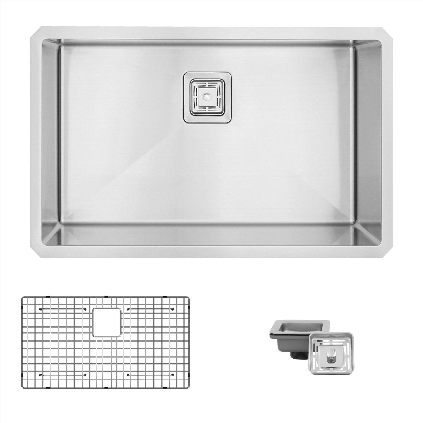 Stylish Jet 30" x 18" Single Bowl Stainless Steel Kitchen Sink with Square Strainer S-511XG - Renoz