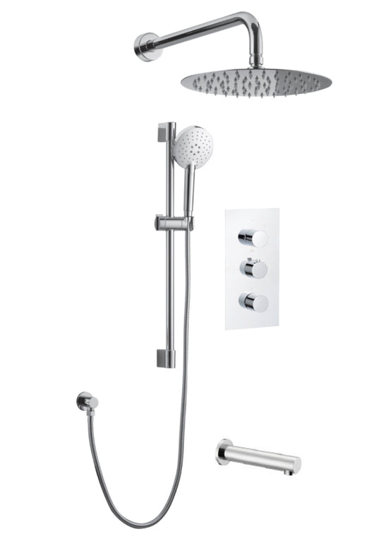 Streamline Cavalli CAVKIT21 Kit de douche thermostatique avec pomme de douche ronde de 10" et remplissage de baignoire