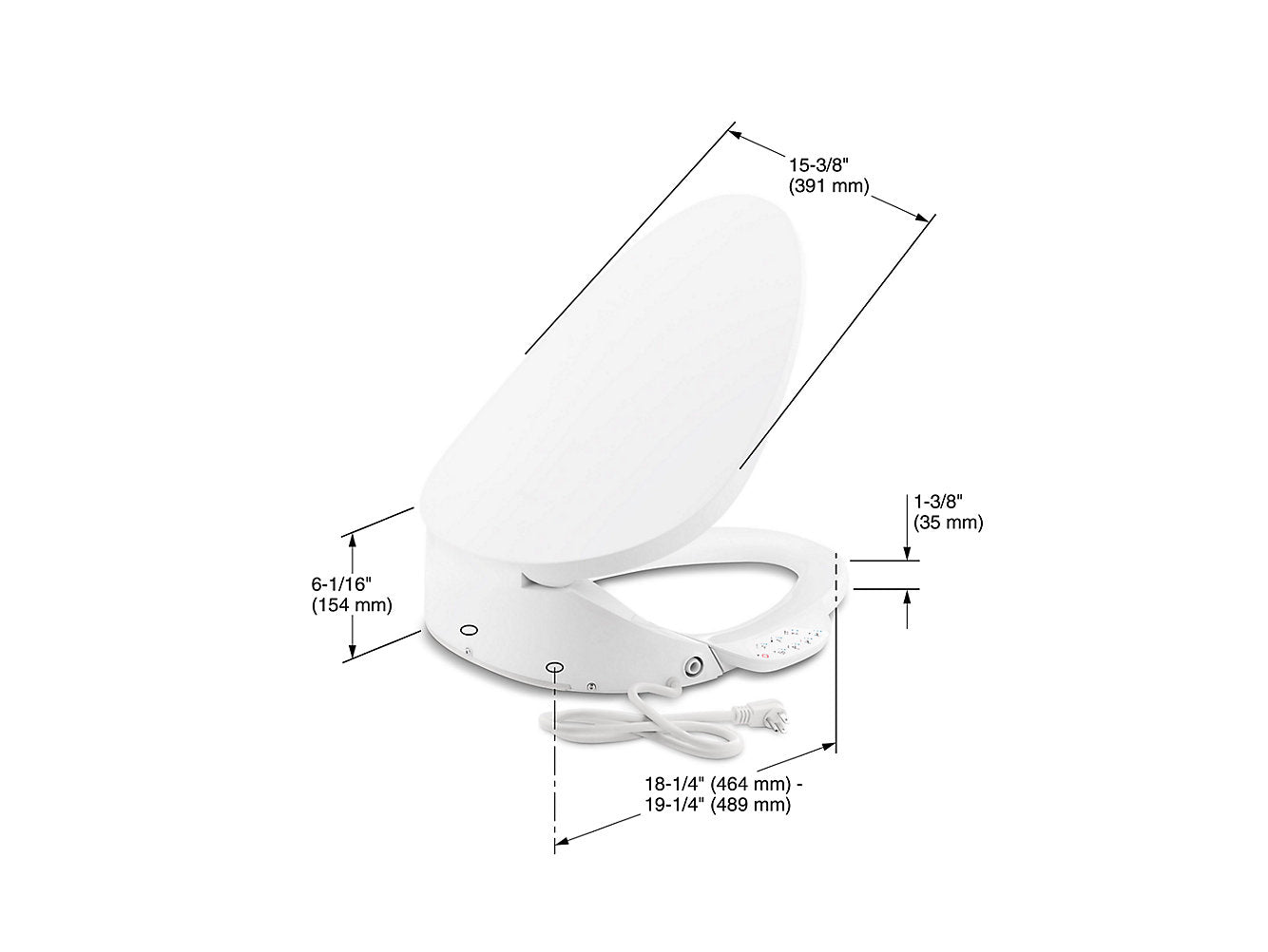 Kohler C3-230 Siège de toilette allongé pour bidet - Blanc