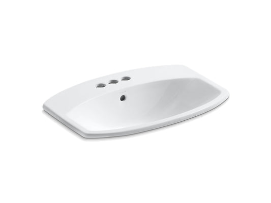 Kohler Cimarron 22 ¹¹⁄₁₆" X 17 ⅞" Drop-In Bathroom Sink With 4" Centerset Faucet Holes - White