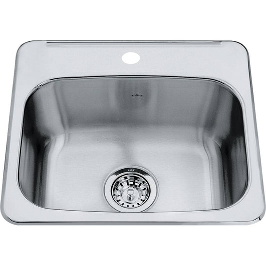 Kindred Steel Queen 19" x 17" Stainless Steel 20 Gauge Single Bowl Drop-In 1-Hole Bar Sink - Renoz