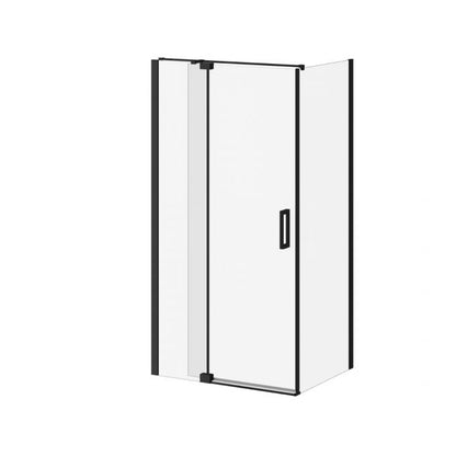 Porte de douche pivotante Kalia DISTINK 42" x 77" avec panneau de retour 32" verre transparent - noir mat