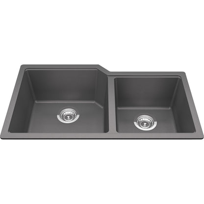 Kindred Granite 34" x 19.68" Undermount Double Bowl kitchen Sink Shadow Grey - Renoz