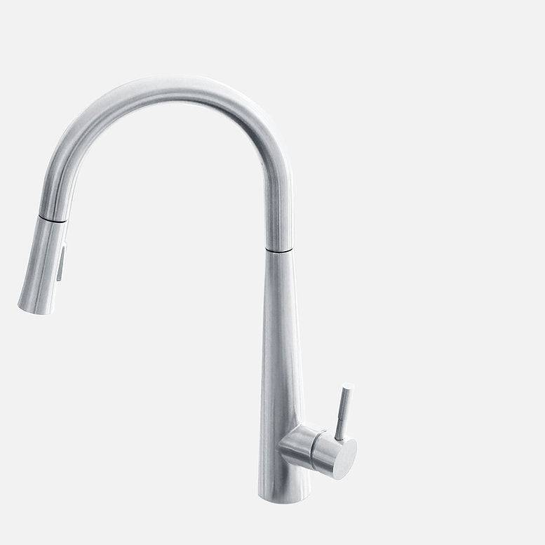 Stylish Siena Kitchen Faucet Single Handle Pull Down Dual Mode Stainless Steel Polished Chrome Finish K-135C - Renoz