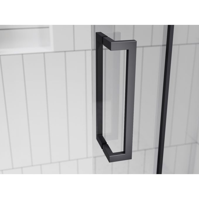 Kalia IKONIK 48" x 79" Sliding Shower Door With 32" Return Panel Clear Glass- Matte Black