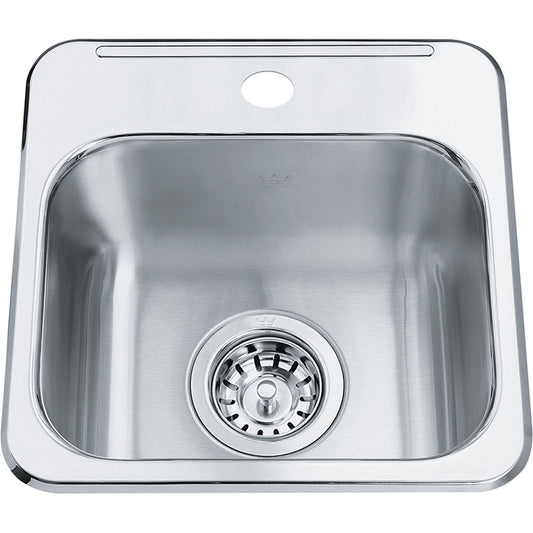 Kindred Steel Queen 13.63" x 13.63" Stainless Steel Single Bowl Single Hole Drop-in 20 Gauge Bar Sink - Renoz