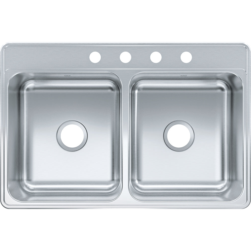 Kindred Creemore 33" x 22" Drop In Double Bowl 4-Hole Stainless Steel Kitchen Sink - Renoz