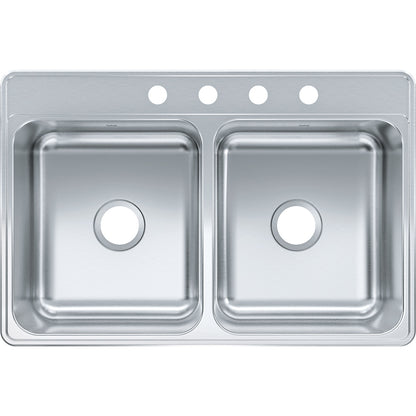 Kindred Creemore 33" x 22" Drop In Double Bowl 4-Hole Stainless Steel Kitchen Sink - Renoz