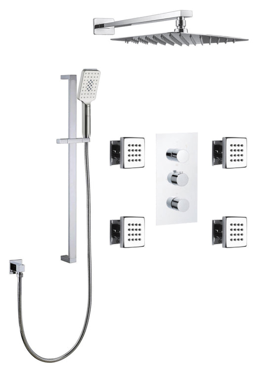 Streamline Cavalli CAVKIT27 Kit de douche thermostatique avec pomme de douche carrée de 10" avec jets corporels