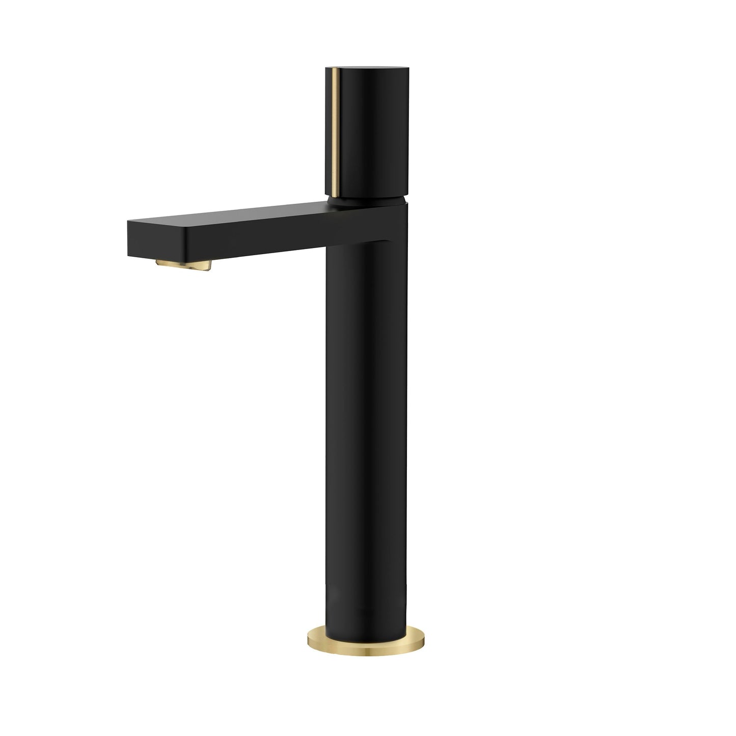 Stylish Nessa 12.5" Bathroom Vessel Faucet Single Handle Matte Black with Gold Finish B-122NG