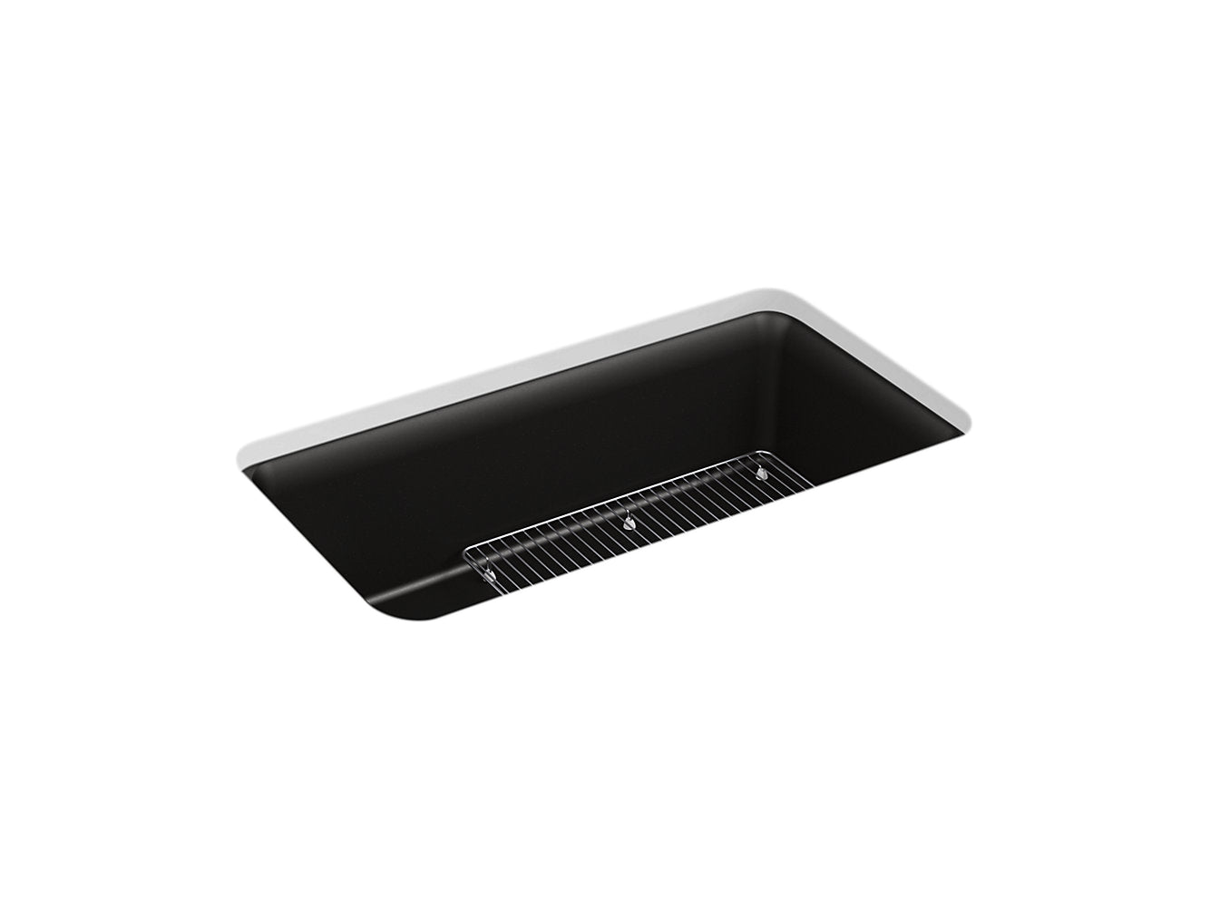 Kohler Cairn 33-1/2" X 18-5/16" X 10-1/8" Neoroc Undermount Single Bowl Kitchen Sink With Rack - Matte Black