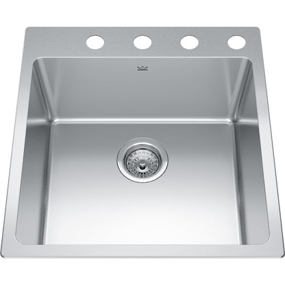 Kindred Brookmore 19.93" x 20.56" Drop in Single Bowl with 4 Faucet Holes Stainless Steel Kitchen Sink - Renoz