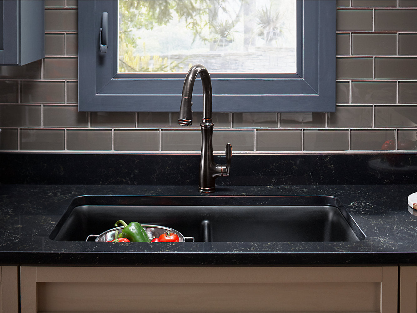 Kohler Bellera®Pull-Down Kitchen Sink Faucet With Three-Function Sprayhead - Oil Rubbed Bronze