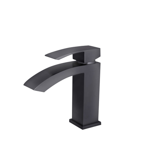 Stylish Sabana Single Handle 7" Bathroom Faucet for Single Hole Brass Basin Mixer Tap, Matte Black Finish B-109N - Renoz