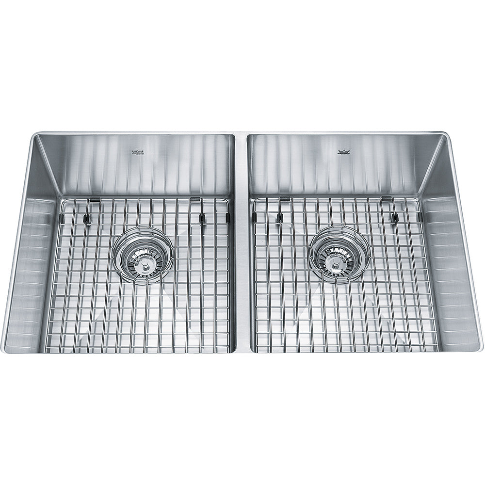 Kindred 31" x 18" Double Bowl Undermount 18 Gauge Sink With Bottom Grids Stainless Steel - Renoz