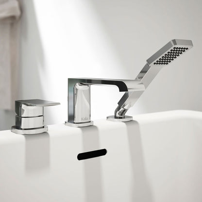 Kalia SPEC Sobrio Pressure Balance 3 Piece Deckmount Tub Filler With Handshower- Chrome