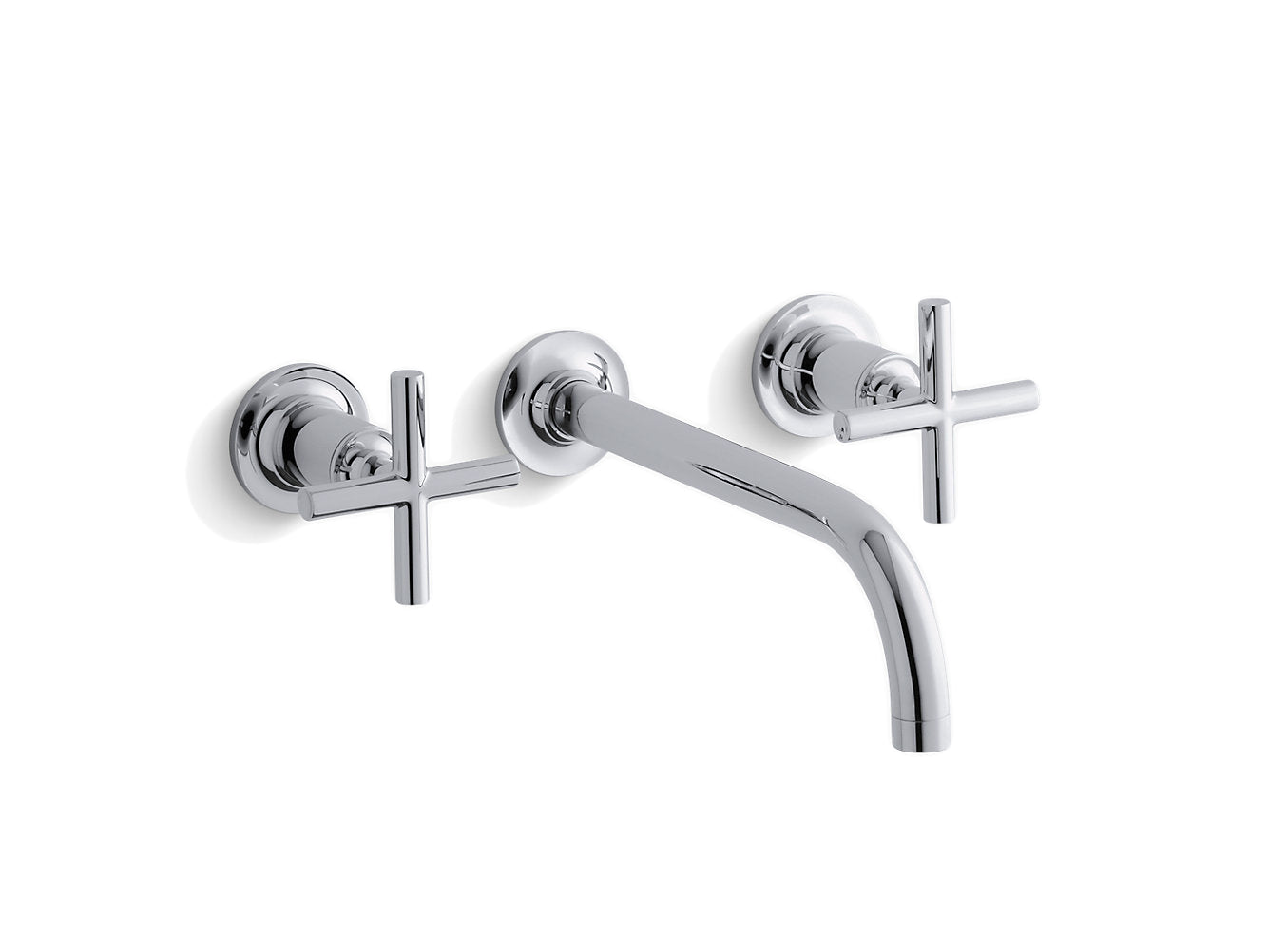 Kohler Purist Wall Mount Bathroom Sink Faucet Trim With 9" 90-Degree Angle Spout And Cross Handles Requires Valve - Chrome