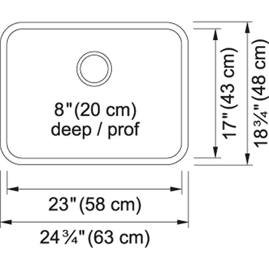 Kindred Steel Queen 24.75" x 18.75" Single Bowl Undermount Kitchen Sink Stainless Steel - Renoz