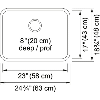 Kindred Steel Queen 24.75" x 18.75" Single Bowl Undermount Kitchen Sink Stainless Steel - Renoz