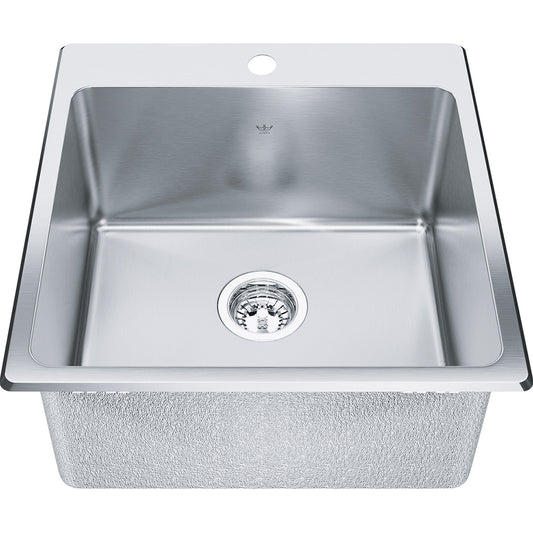 Kindred Steel Queen 20.13" x 20.56" 1-Hole Single Bowl Dual Mount Laundry Sink Stainless Steel - Renoz