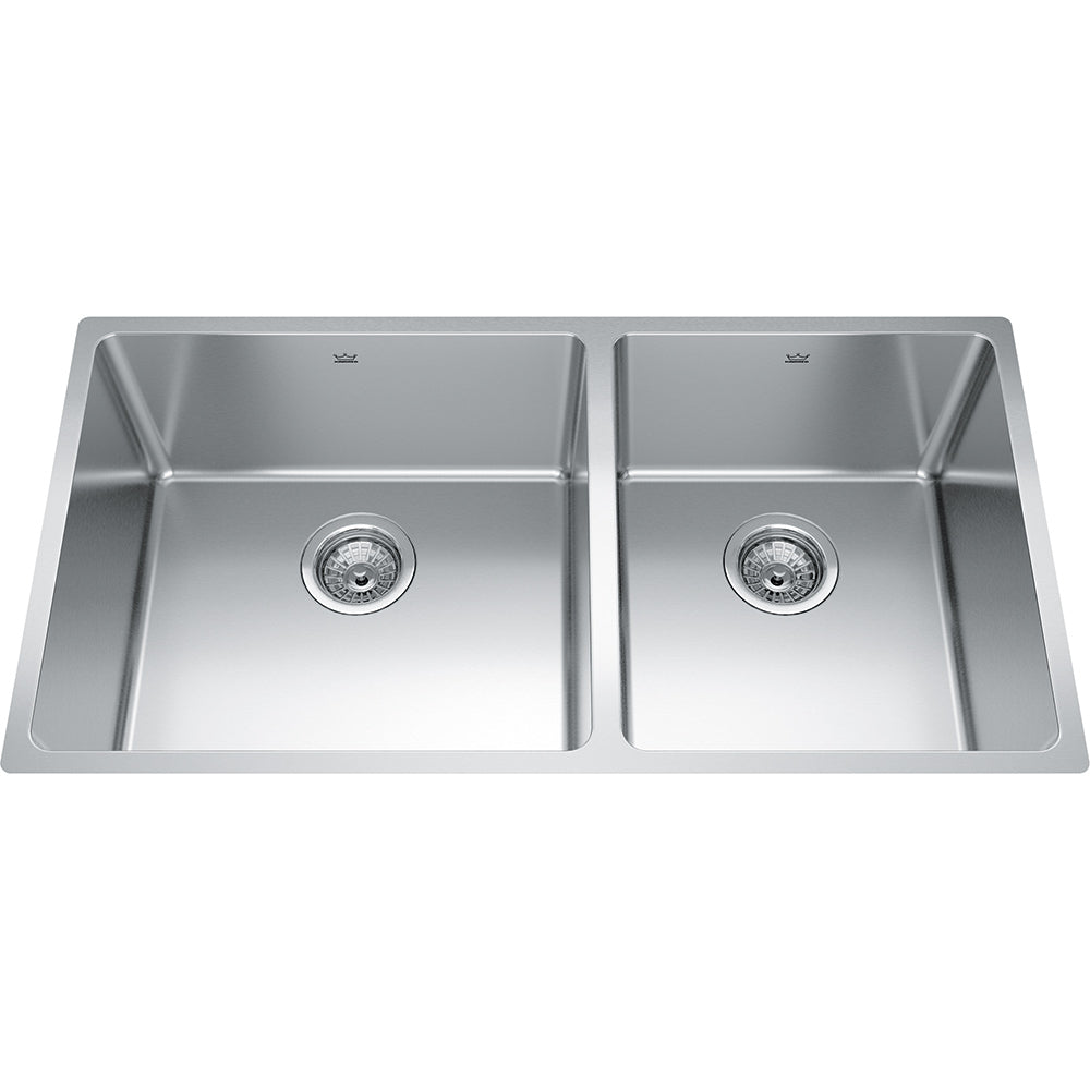 Kindred Brookmore 34.5" x 18.12" Undermount Double Bowl Stainless Steel Kitchen Sink - Renoz