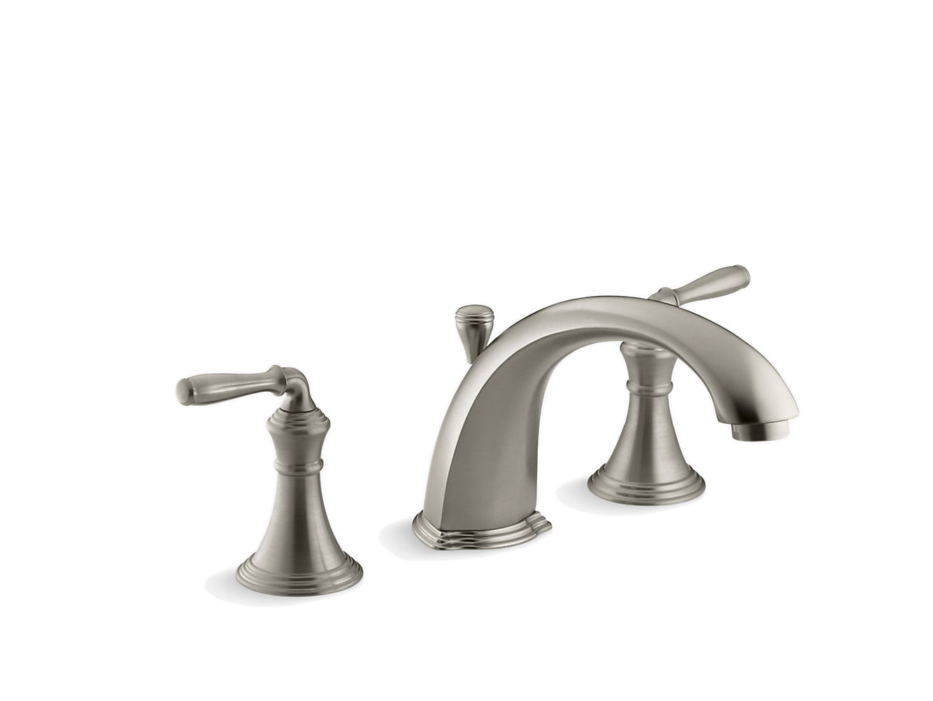 Kohler Garniture de robinet de bain à montage sur rebord Devonshire pour robinet à haut débit avec bec inverseur de 8-15/16 po et poignées à levier, robinet non inclus - Nickel brossé vibrant