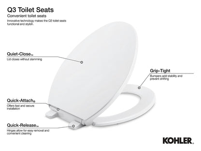 Siège de toilette rond à fermeture silencieuse et veilleuse Cachet de Kohler, blanc