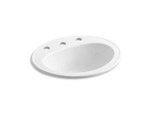 Kohler Pennington 20-1/4" X 17-1/2" Drop-In Bathroom Sink With 8" Widespread Faucet Holes- White