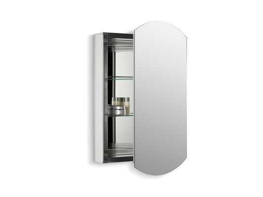 Kohler Archer Armoire à pharmacie à porte simple en aluminium de 20 po de largeur et de 31 po de hauteur à bords biseautés