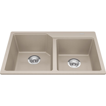 Kindred Granite Series 30.69" x 19.69" Drop In Double Bowl Granite Kitchen Sink in Champagne - Renoz