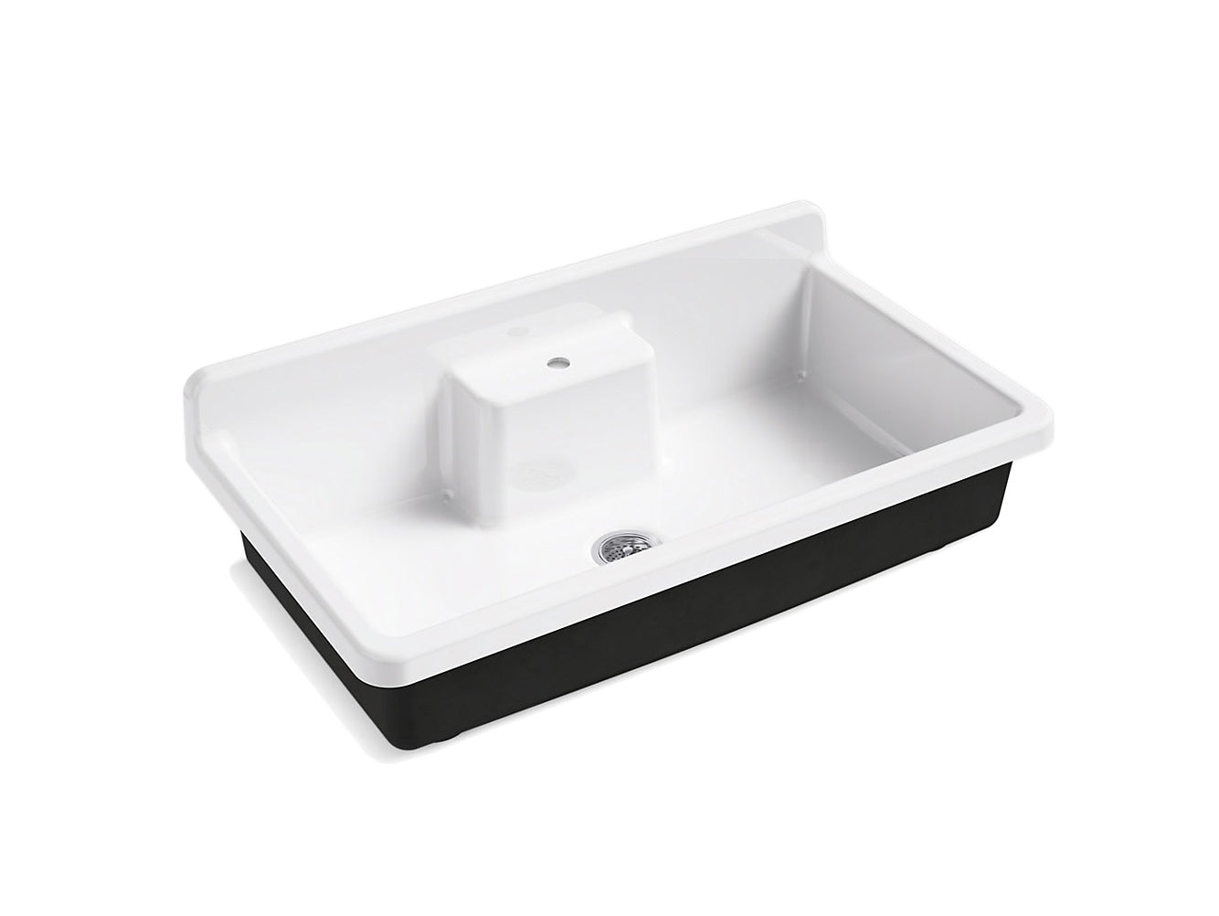 Kohler Farmstead 45" X 25" X 9" Top Mount Wall Mount Workstation Kitchen Sink With Single Faucet Hole Black Underside