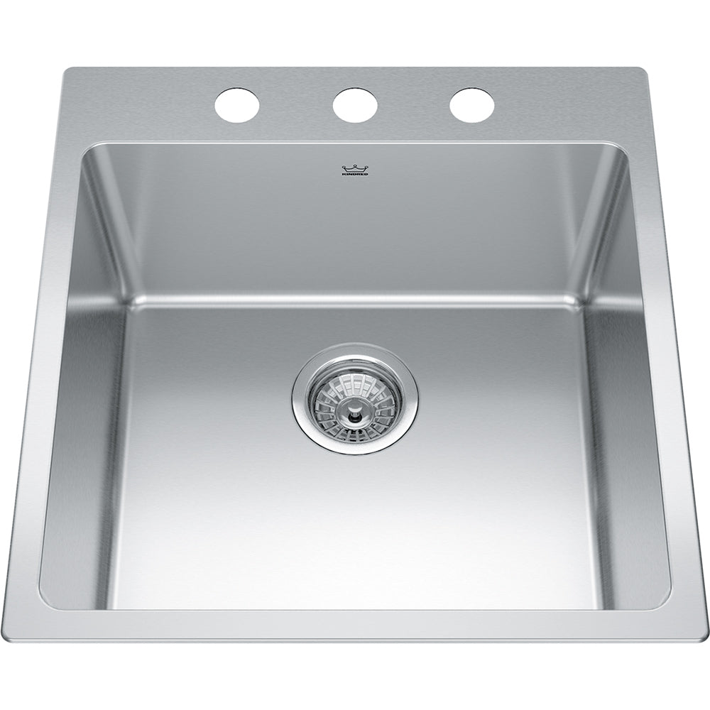 Kindred Brookmore 19.93" x 20.86" Drop in Single Bowl Stainless Steel Kitchen Sink - Renoz