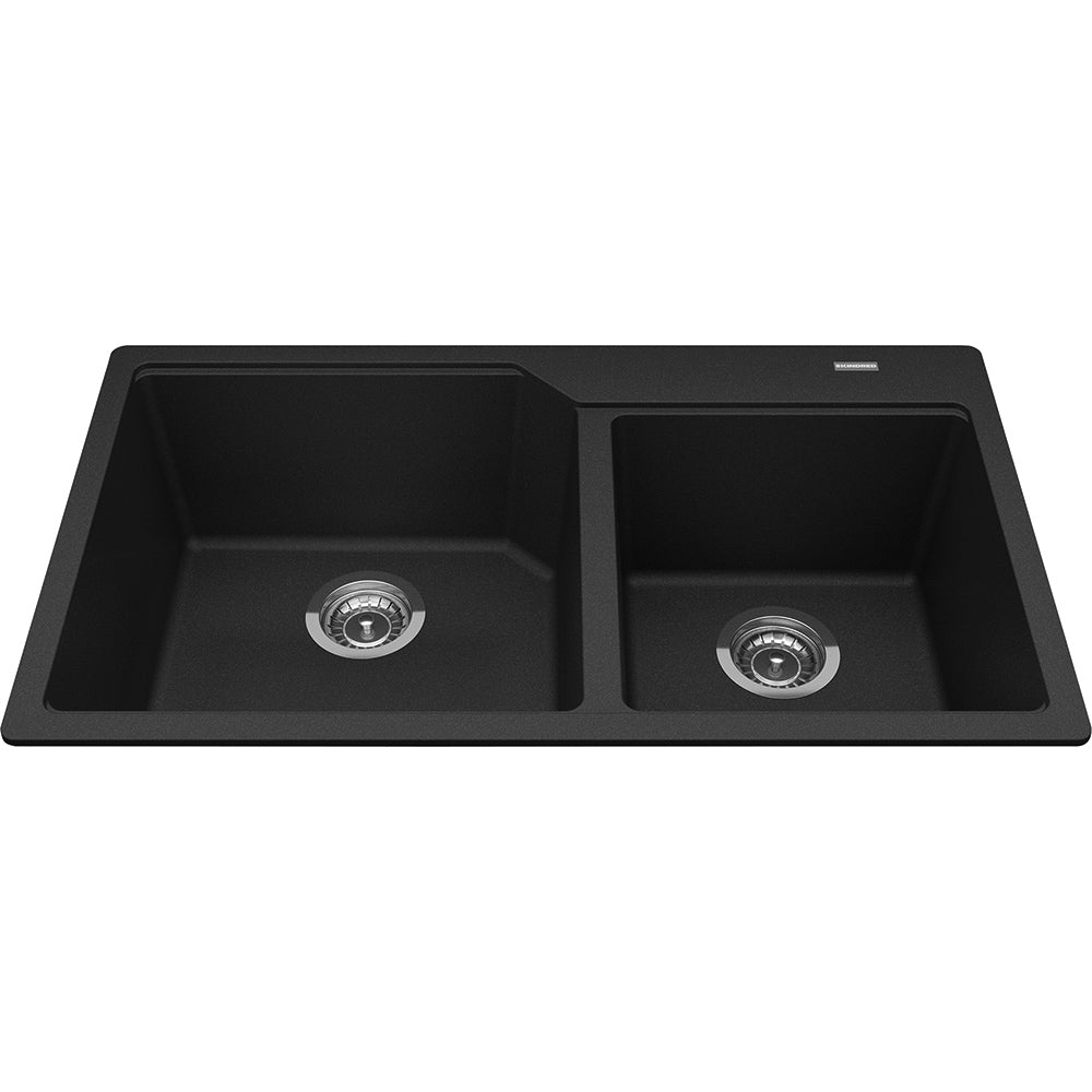 Kindred Granite 34" x 19.68" Drop-in Double Bowl Kitchen Sink Onyx - Renoz