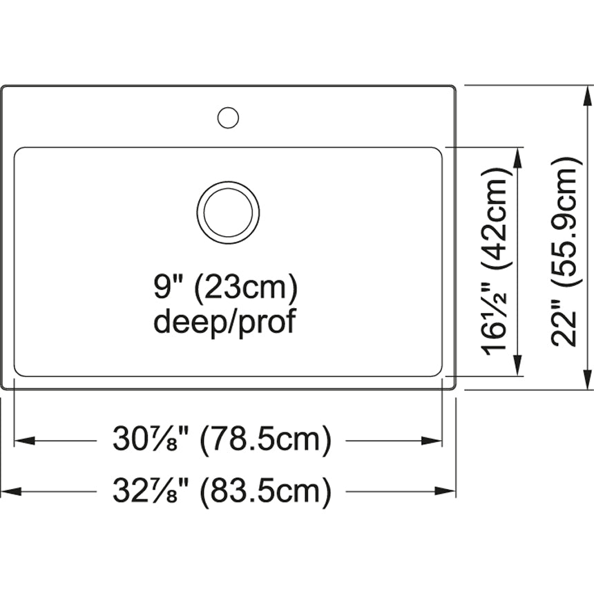 Kindred Brookmore 32.87" x 22" Drop in Single Bowl Single Hole Stainless Steel Kitchen Sink - Renoz