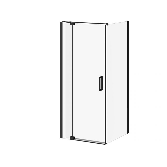 Porte de douche pivotante Kalia DISTINK 36" x 77" avec panneau de retour 36" verre transparent - noir mat