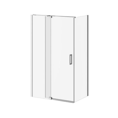 Porte de douche pivotante Kalia DISTINK 48" x 77" avec panneau de retour 32" verre transparent - Chrome