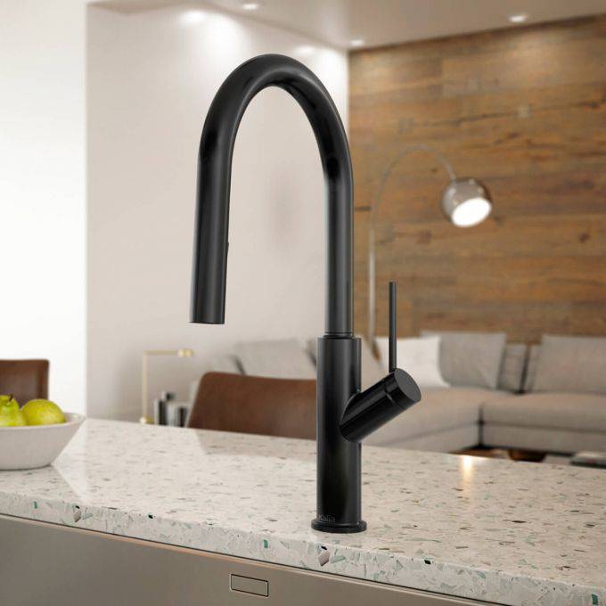 Kalia KARISMATIK 17" Single Handle Kitchen Faucet Pull-Down Dual Spray- Matte Black - Renoz