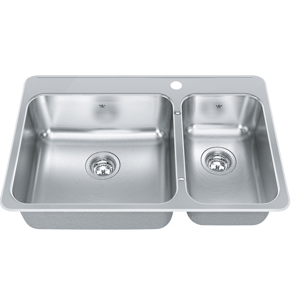 Kindred 31.25" x 20.5" 1-Hole Double Bowl Drop-in 20 Gauge Kitchen Sink Stainless Steel - Renoz