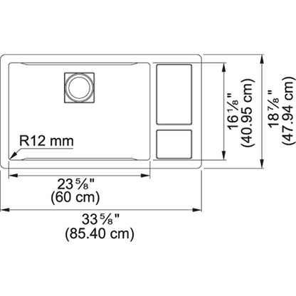 Franke 33.62" x 18.86" Chef Center CUX110-24 Stainless Steel Kitchen Sink - Renoz