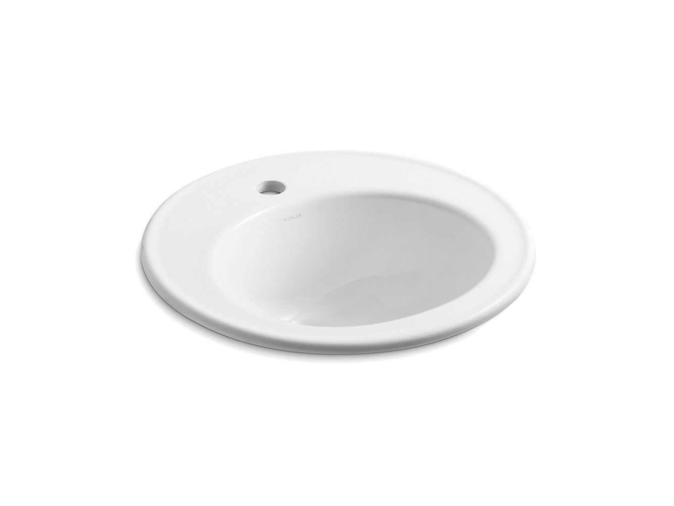 Kohler Brookline 19" Diameter Drop-In Bathroom Sink With Single Faucet Hole- White