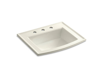 Kohler Lavabo de salle de bain encastrable Archer 22 ⅝" X 19 ⁷⁄₁₆" avec trous de robinet espacés de 8" - Biscuit