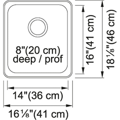 Kindred Single Bowl 16.12" x 18.12" Drop-in Prep Kitchen Sink Stainless Steel - Renoz