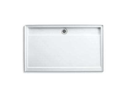 Base de douche à seuil unique Groove de Kohler, 60 po x 36 po, drain central arrière, blanc