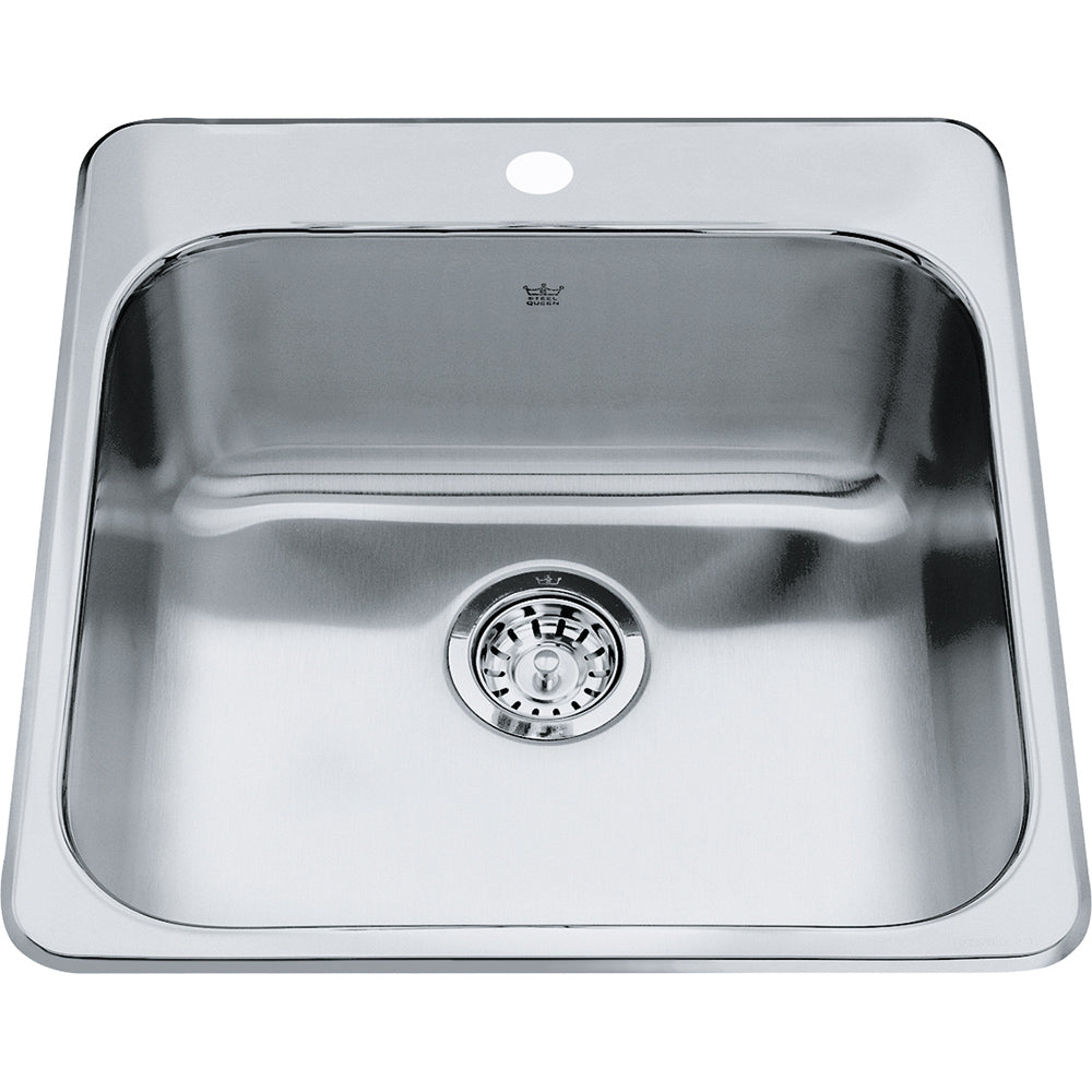 Kindred Steel Queen 20" x 20.5" Drop-In Single Bowl Kitchen Sink Stainless Steel - Renoz