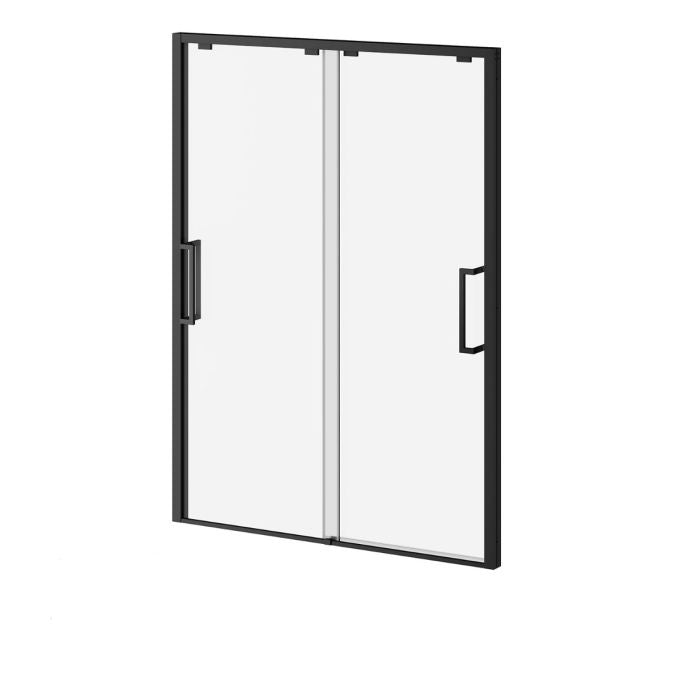 Kalia IKONIK 60" x 79" Bypass Sliding Shower Door With Duraclean Glass Alcove Installation One Mobile Panel With Jambs- Matte Black