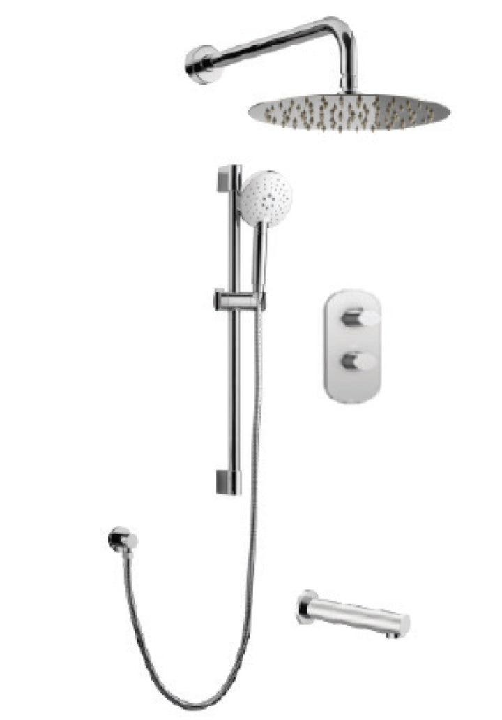 Streamline Cavalli CAVKIT22 Thermostatic Shower Kit With 10" Round Shower Head Round Hand Shower and Round Tub Spout - Renoz