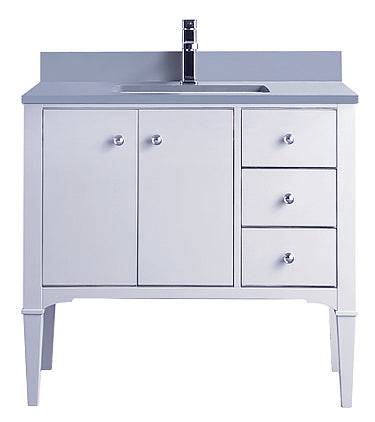 PierDeco Washington 37" White Bathroom Vanity With White Countertop - Renoz